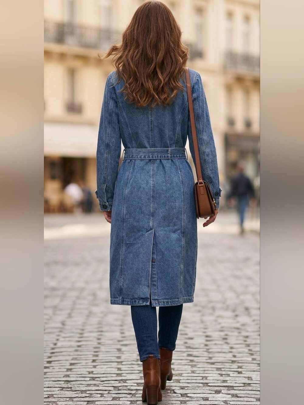 Anthropologie Avec Les Filles Denim Trench Coat Belted Double Breasted. Size M - Picture 8 of 16
